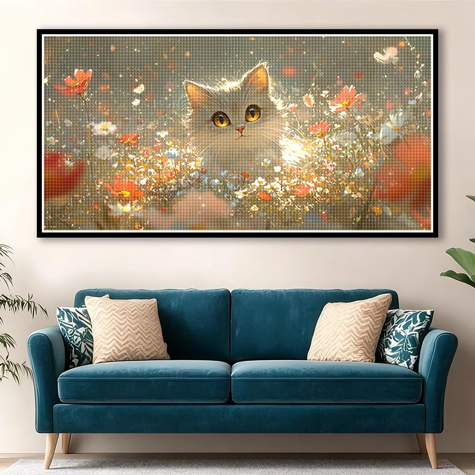 Diamond Painting Grande 180x90cm Animal Diamond Painting Adultos, DIY Gato Pintura de Diamante Manualidades Adultos, 5D Cuadrado Rhinestone Bordado Punto de Cruz para Home Decoration Regalo 0J-261