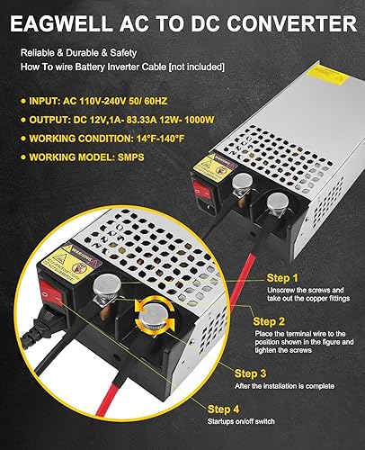 Miniatura 8 de Fuente de alimentación de 12 V, 1000 W, SMPS universal de 120 V CA a 12 V CC, convertidor de alimentación conmutada, adaptador de controlador de