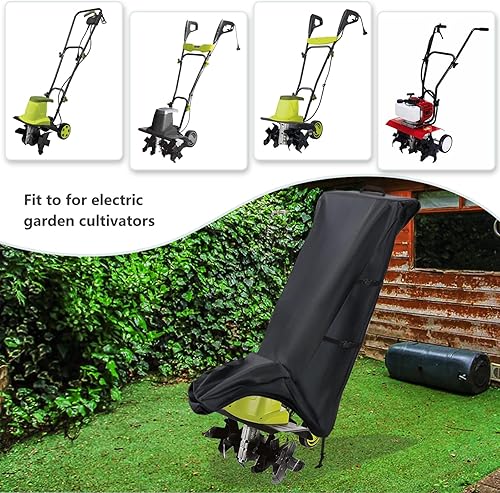 Miniatura 4 de Okcool Cubierta de timbre eléctrica, resistente al agua, cubierta para cultivador Sun Joe Electric Garden Tiller, color negro