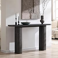 OKD 63" Modern Console Table with Arc Faux Marble Top & Fluted Dark Alder Wood Base - Entryway Sofa Table for Living Room, Hallway, Foyer