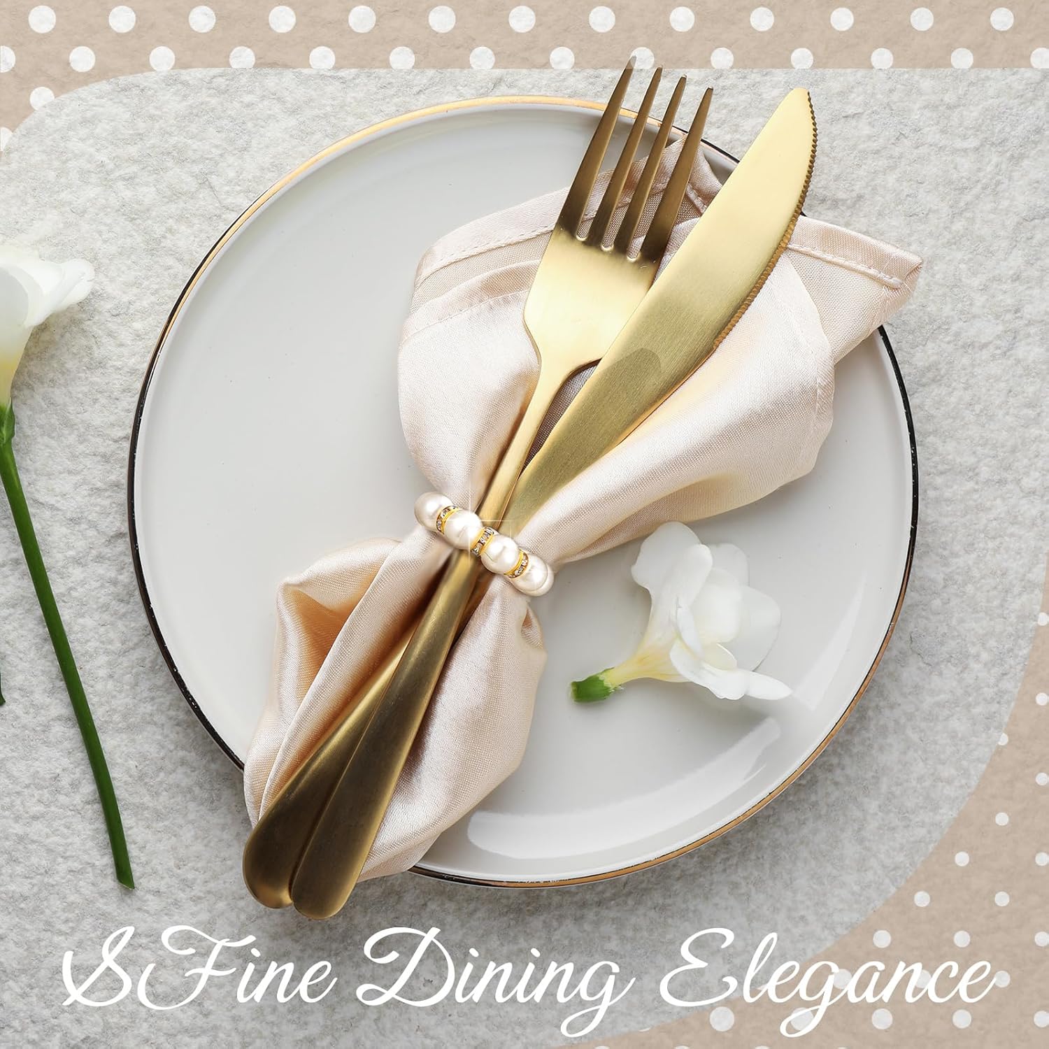 100 Pcs Gold Pearl Napkin Rings Reusable Imitation Pearl Napkin Holder Delicate White Gold Beaded Serviette Buckles for Formal Wedding Dinner Party Table Decoration and Daily Use, 3 Styles