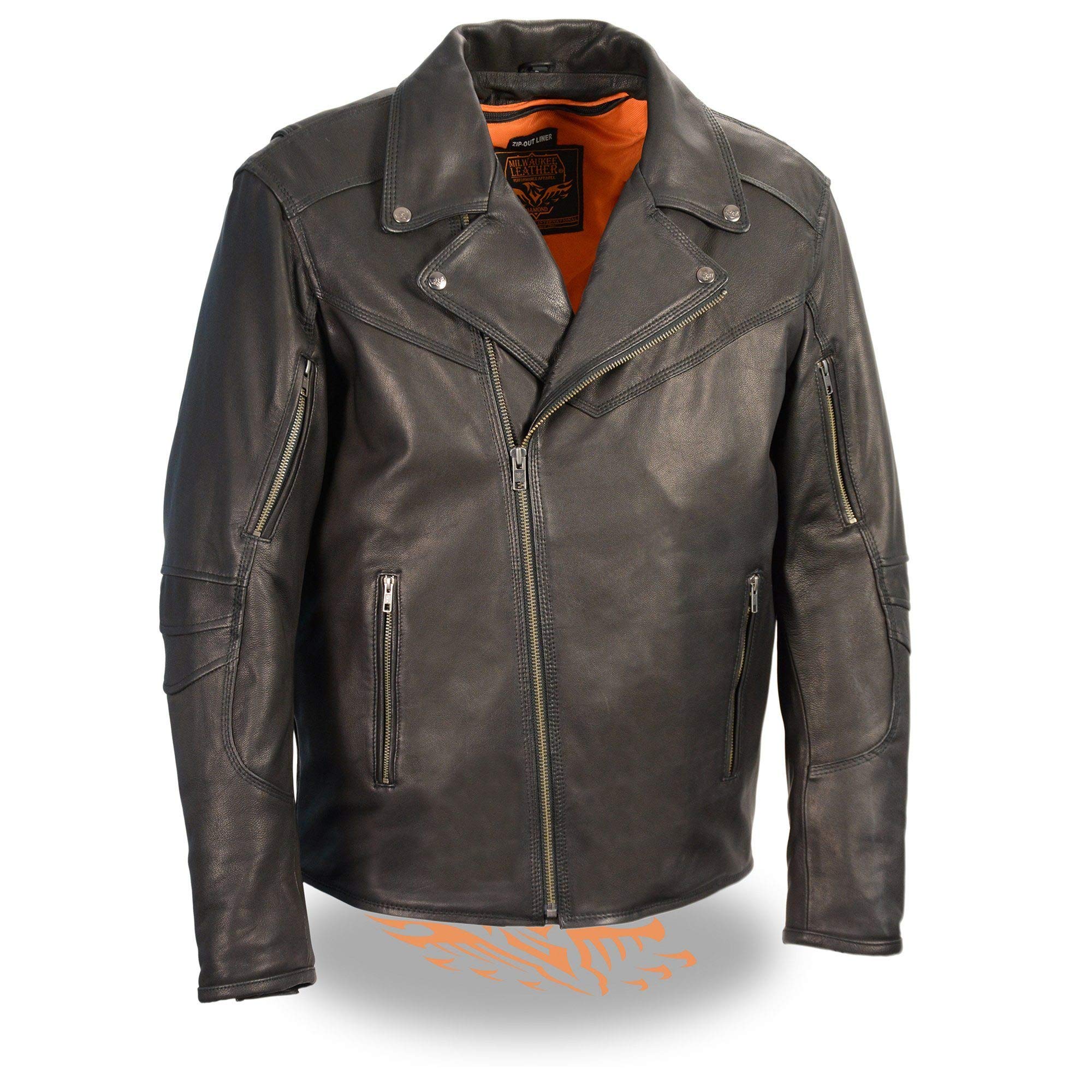 Milwaukee LeatherMLM1516 Black Real Leather Motorcycle Jacket for Men – Vintage Brando Style Biker Jacket
