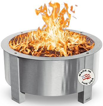 Breeo Smokeless Fire Pit X Series 42 - Stainless Steel, 46 in with Lid | 190 pounds, smokeless firepit for outside, ideal for large gatherings, compatible with Breeo accessories