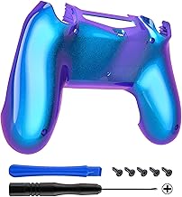 eXtremeRate Chameleon Purple Blue Game Improvement Replacement Parts Back Housing Cover, Custom Bottom Shell Compatible with ps4 Controller JDM-040, JDM-050 and JDM-055