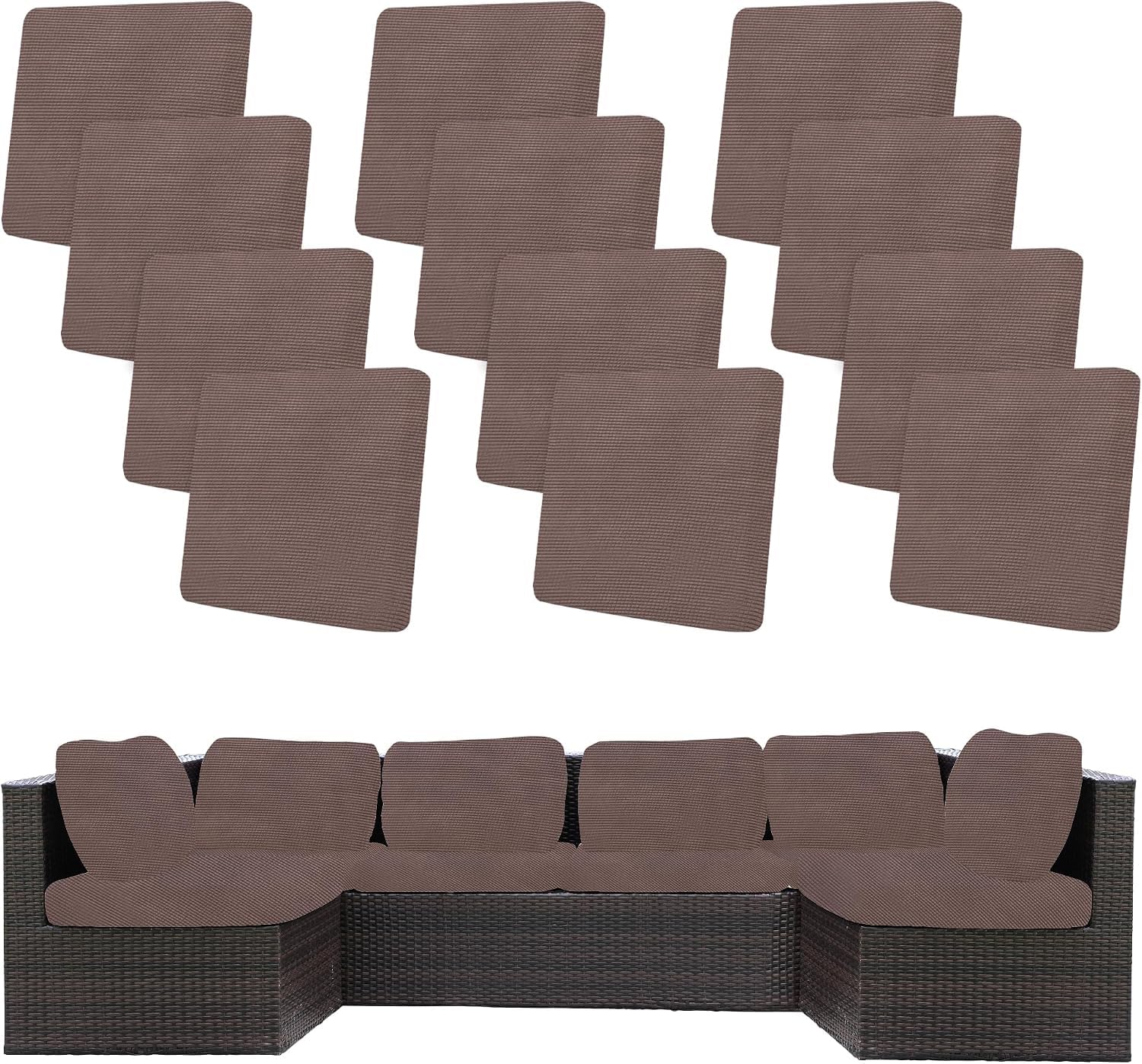 12 Pcs Outdoor Cushion Covers, Patio Sofa Cushion Covers Replacement