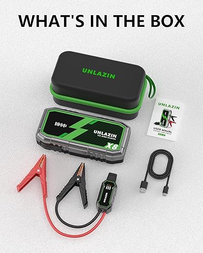 Miniatura 9 de X8 Arrancador de batería 8000A portátil con arranque de fuerza, caja de arranque de coche de 12 V y amplificador de batería para todos los motores