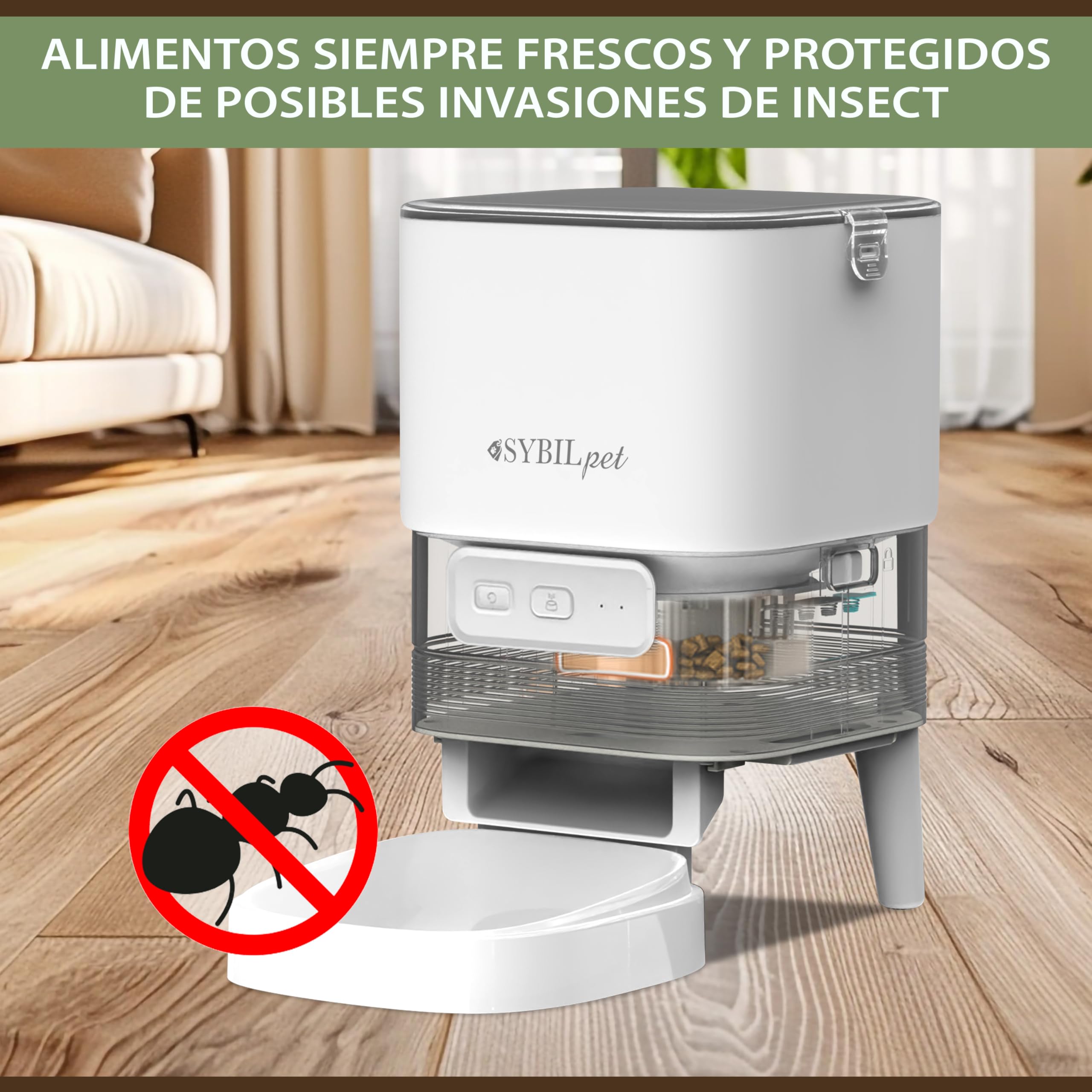 Comedero Automático Gatos y Perros 4L – Dispensador de Comida Programable con App, Sistema Antibloqueo y Motor Silencioso, Alimentador Automático Mascotas