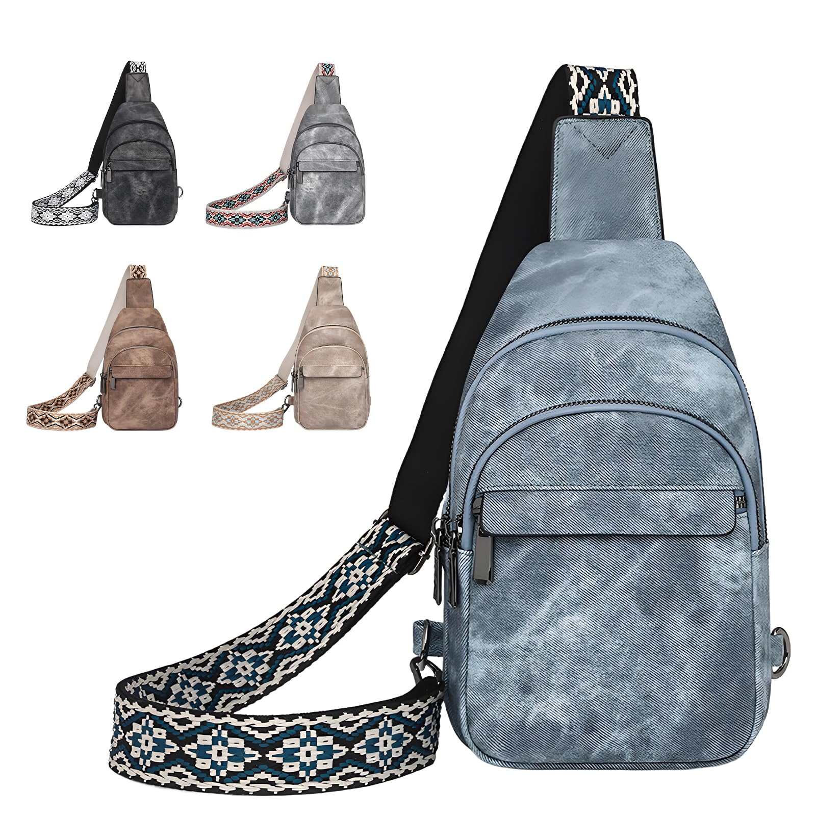 NPJGKY Small Sling Bag for Women and Men PU Crossbody Bags Fanny Pack Chest Bag for Travel