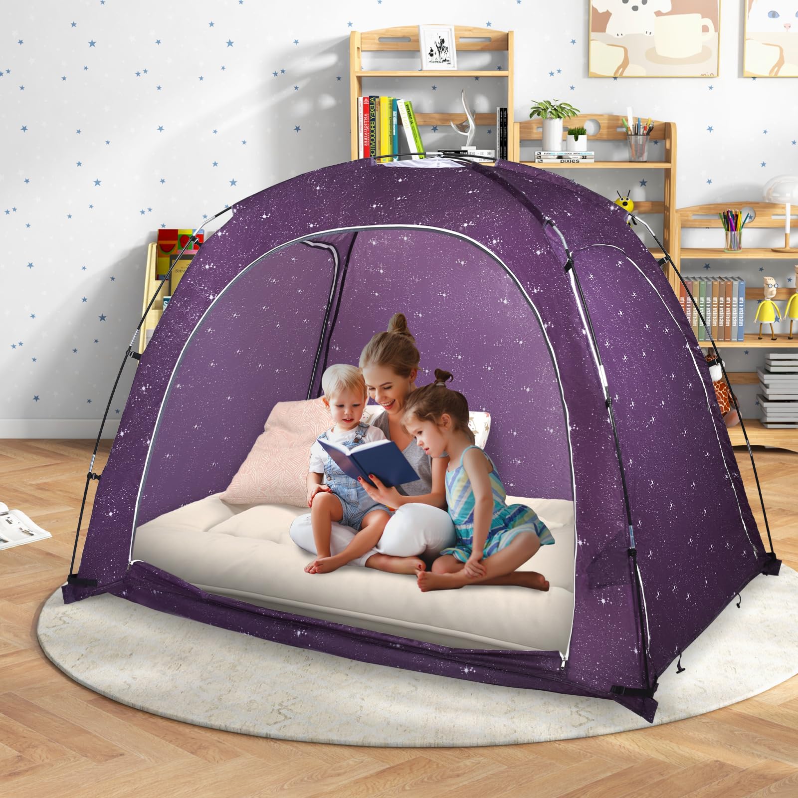 Tente De Lit Simple, Auvent De Jeu Spatial Pour Enfants Gar Ons Superpos Tout Petit Maison D Me Galaxie Couchage Portable Int Rieure