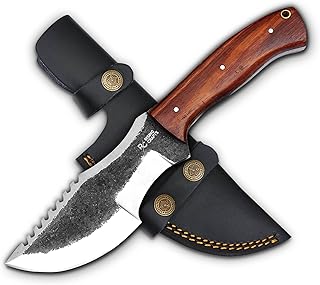 Handmade High Carbon Steel Tracker Knife - Fixed Blade Knife - Survival Tactical Knife - Full Tang Bushcraft Knife - Hunting & Camping Knife with Horizontal Carry Sheath - RISING CRAFTS
