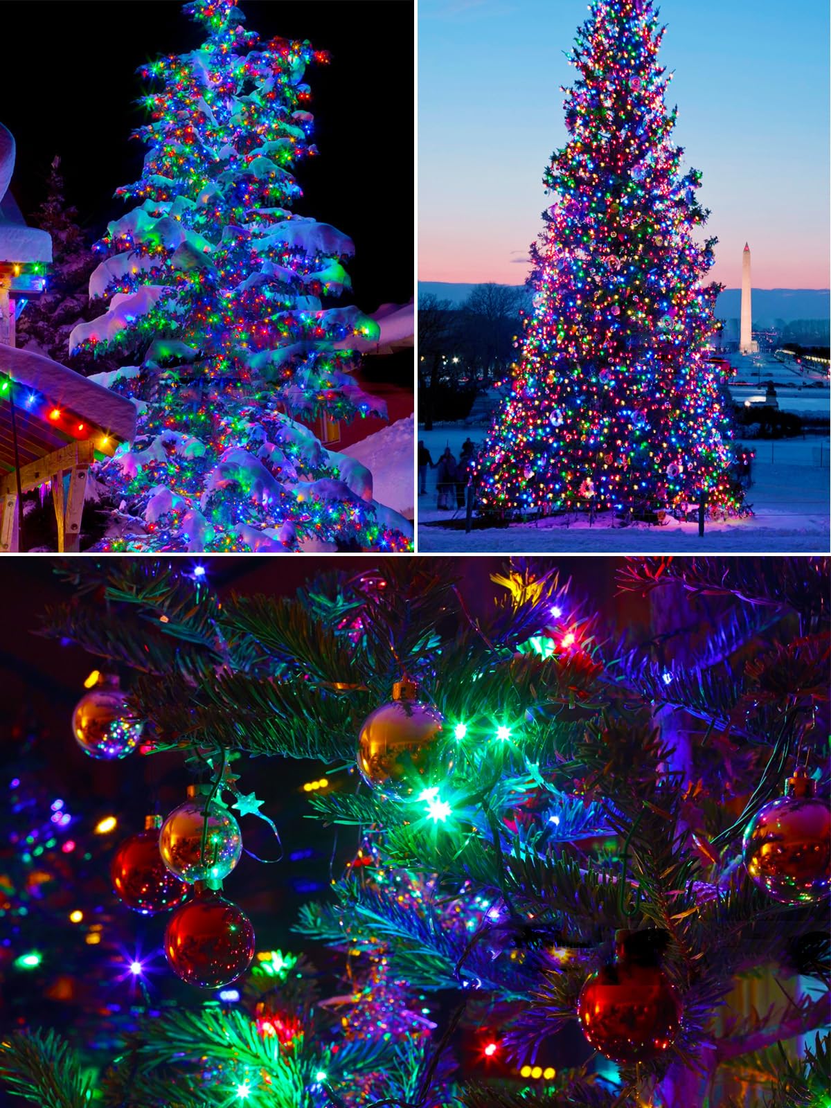 EEW 4 Stück 400 LED Solar-Lichterkette für außen, Solar-Weihnachtsbeleuchtung mit 8 Beleuchtungsmodi, wasserdicht, grüner Draht, Solar-Lichterkette für den Außenbereich, für Baum, Weihnachten, Party