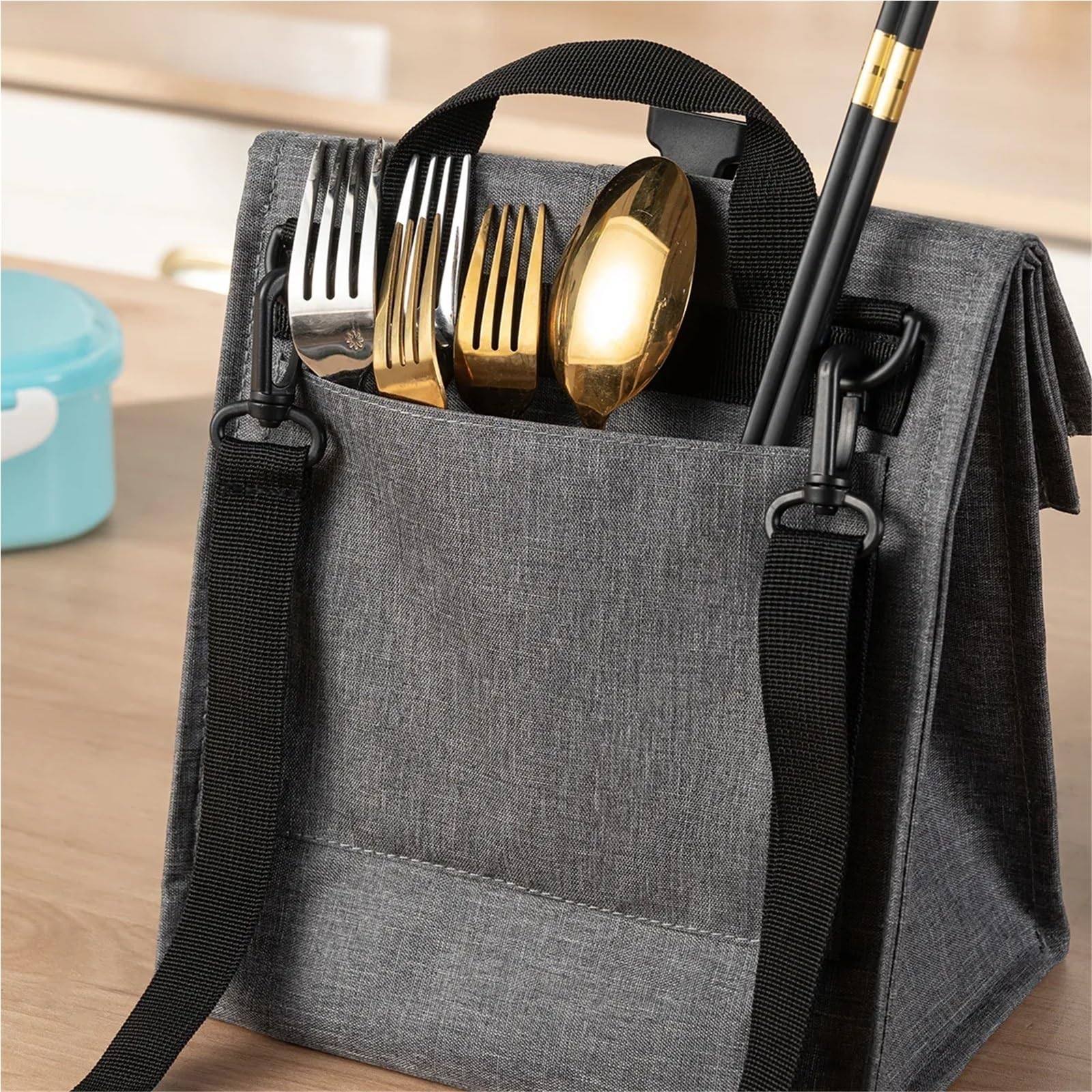 Sac Isotherme Repas Sac Isotherme Portable, 1 pièce, Design à Pression, Pack de Pique-Nique, Garde Les Aliments au Chaud et Froid, Accessoires Camping for déjeuner(Dark Blue)