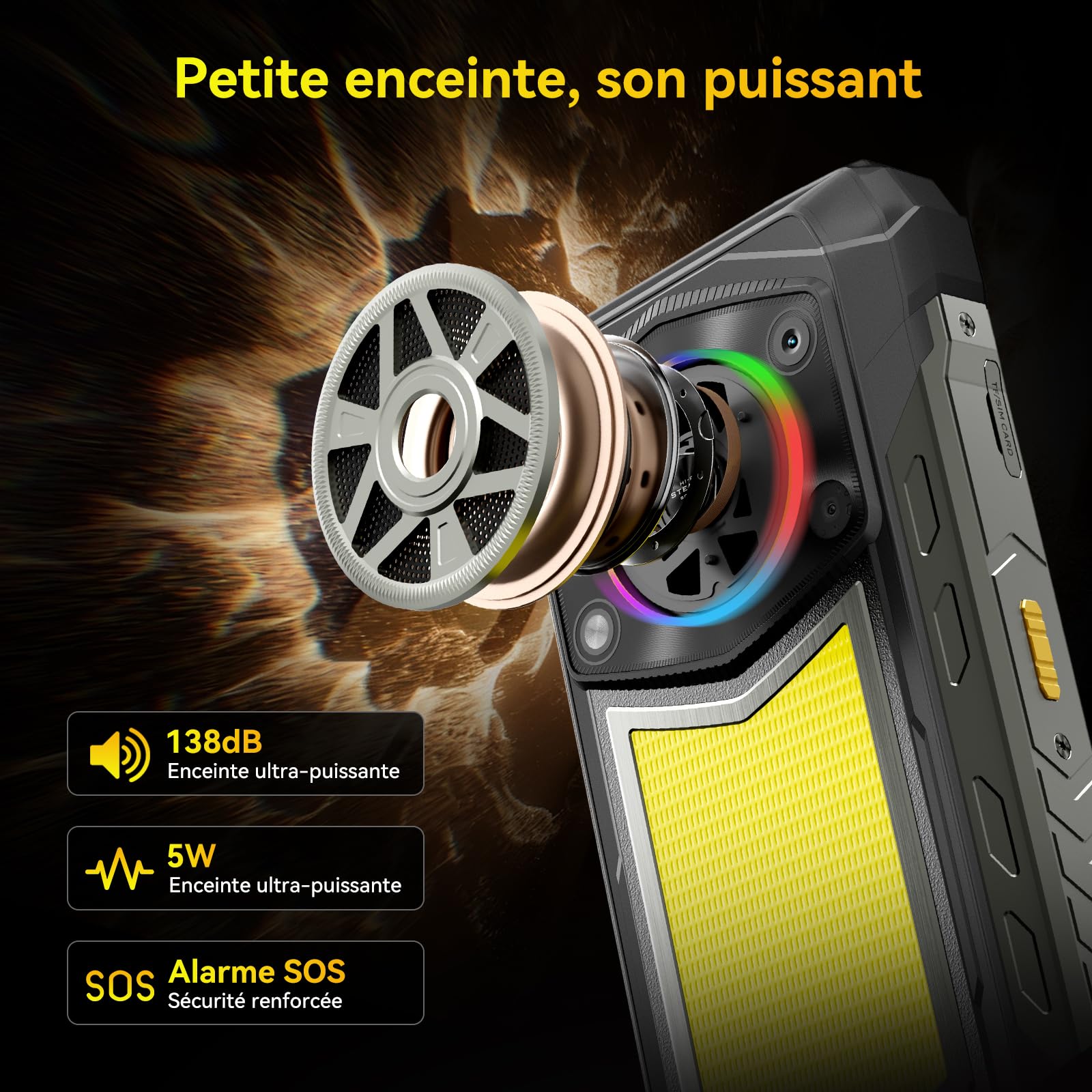 Blackview ROCK 5 Téléphone Incassable 2026, 24Go+256Go/2To Android 16 Smartphone Incassable, 20000mAh Business Telephone, 108MP +50MP +20MP Vision Nocturne, 6.78" FHD+ Display 120Hz IP69K, NFC/OTG/GPS
