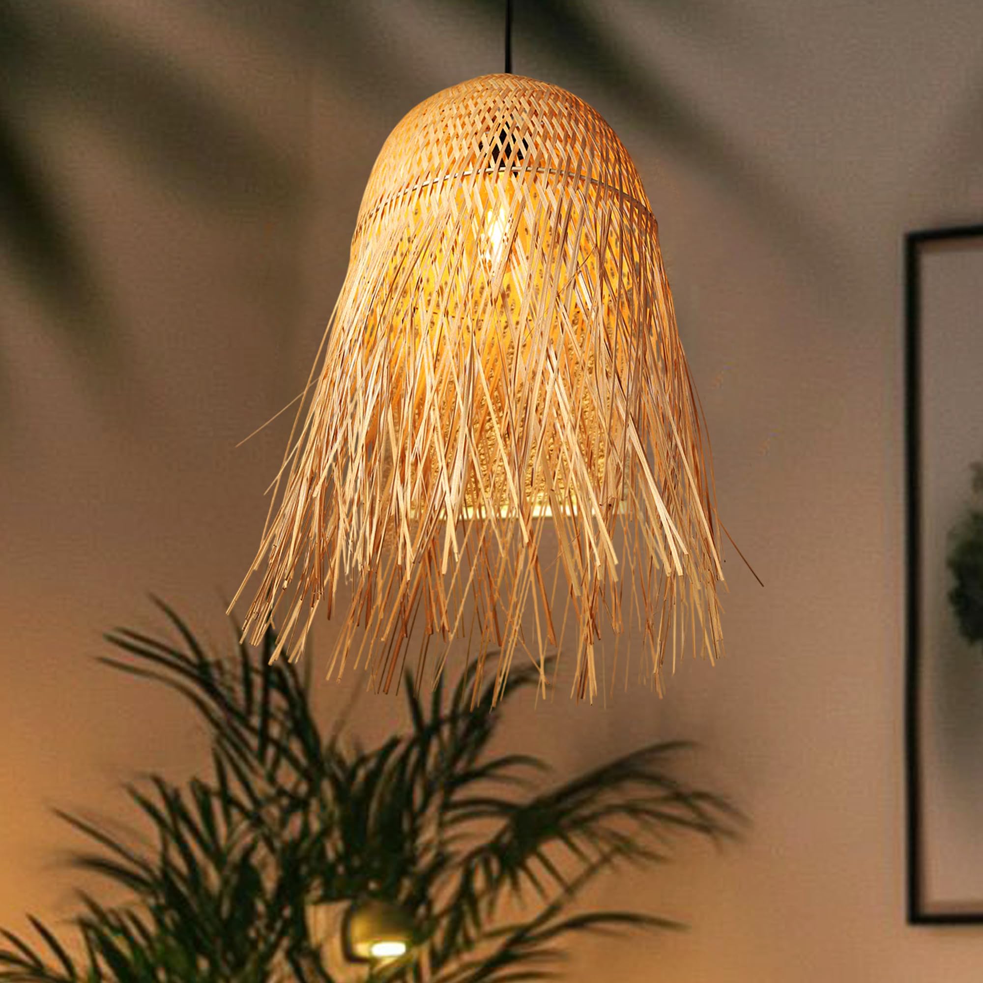 Habere India-All the Cultures Fabricating India Bamboo Lamp | Cane | Wicker | Cafe Lights | Rattan Ceiling | Bamboo Hanging Lampshade (01)-image-34