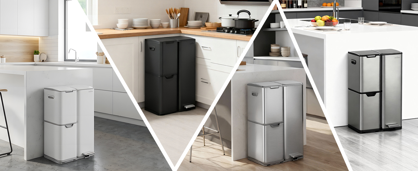 Amazon｜mVm ゴミ箱 分別 縦型2段3分別 60L ダストボックス 蓋付き 大