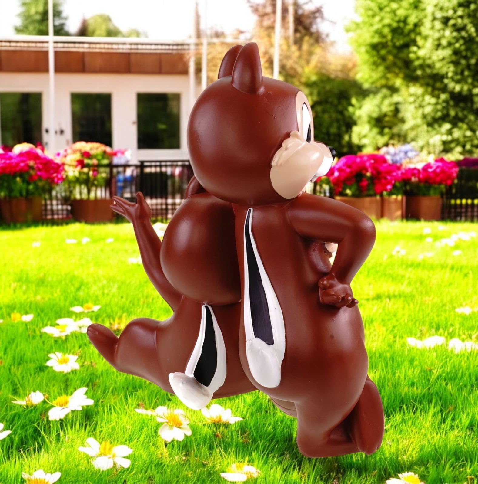 Statua da giardino Chip e Chap, 33 cm, resistente alle intemperie, decorazione Disney per giardino e casa, statuetta in poliresina, affascinante per interni ed esterni, con licenza ufficiale, idea