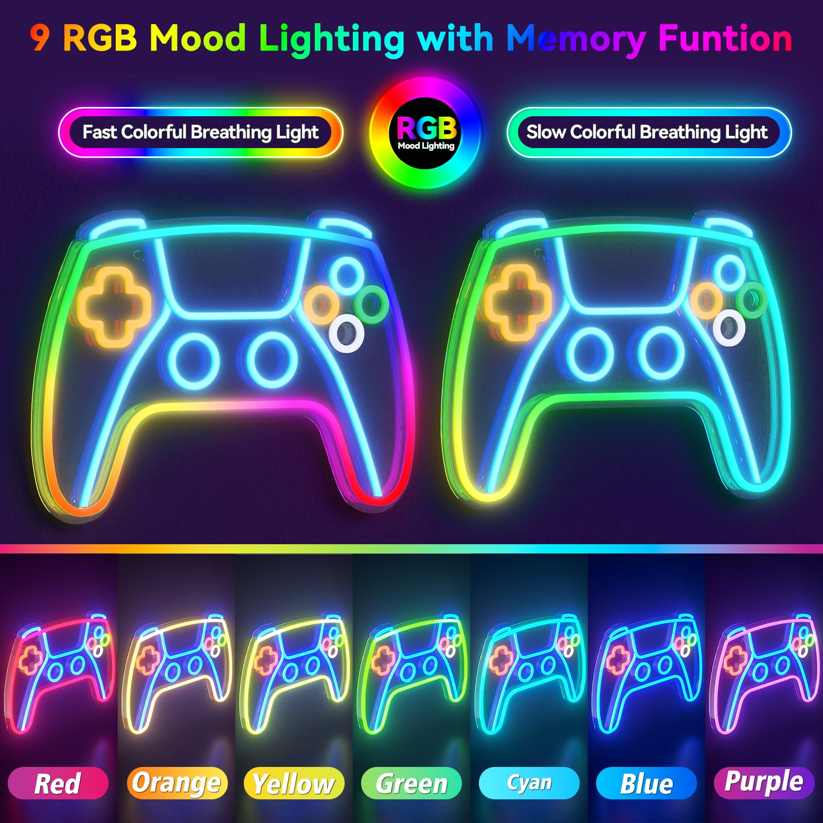 Gaming Neon Signs for Wall Decor with 10 RGB light - Image 2