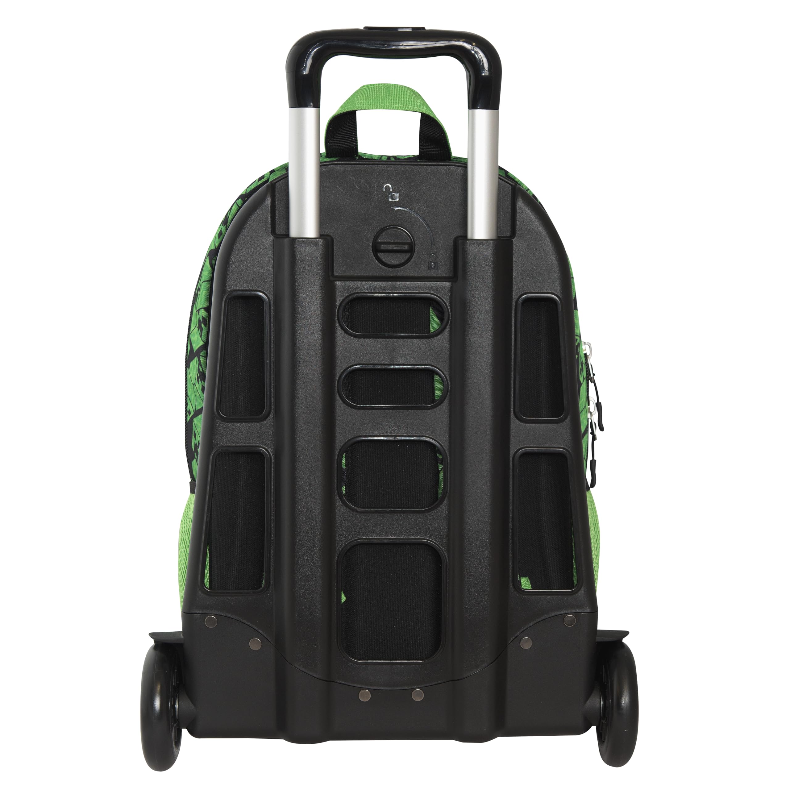 MINECRAFT - Zaino Scuola Trolley Ufficiale Minecraft, Maniglia Regolabile, Trolley Staccabile, Spallacci Imbottiti e Regolabili, 2 Scomparti Principali, Tasche Frontali con Zip, 34x52Hx22 cm, Verde