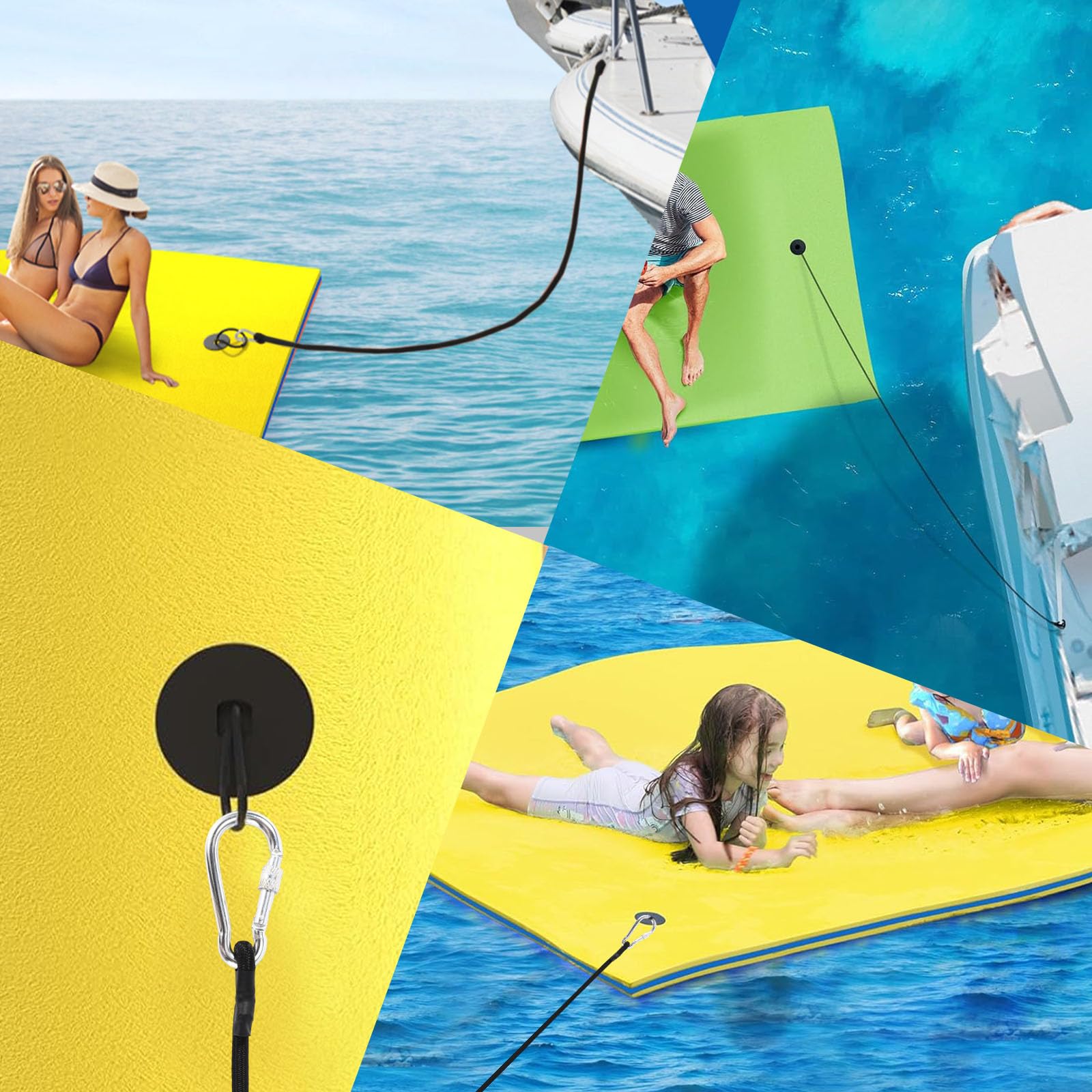 Cuerda Elástica Colchón Agua Espuma 3m Premium con 2 Mosquetones Negro