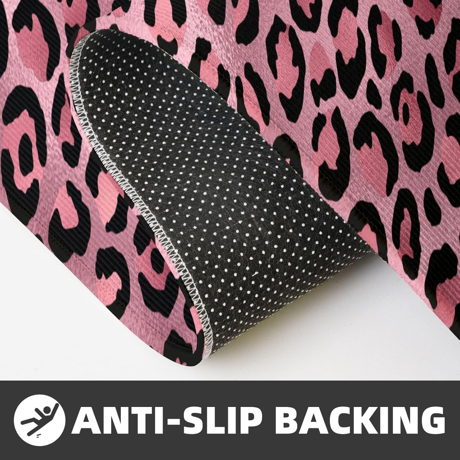 Pink Leopard Print Kitchen Mats for Floor 2 Piece - Anti Fatigue Mats for Kitchen Floor, Non Slip Washable Rugs Home Decor