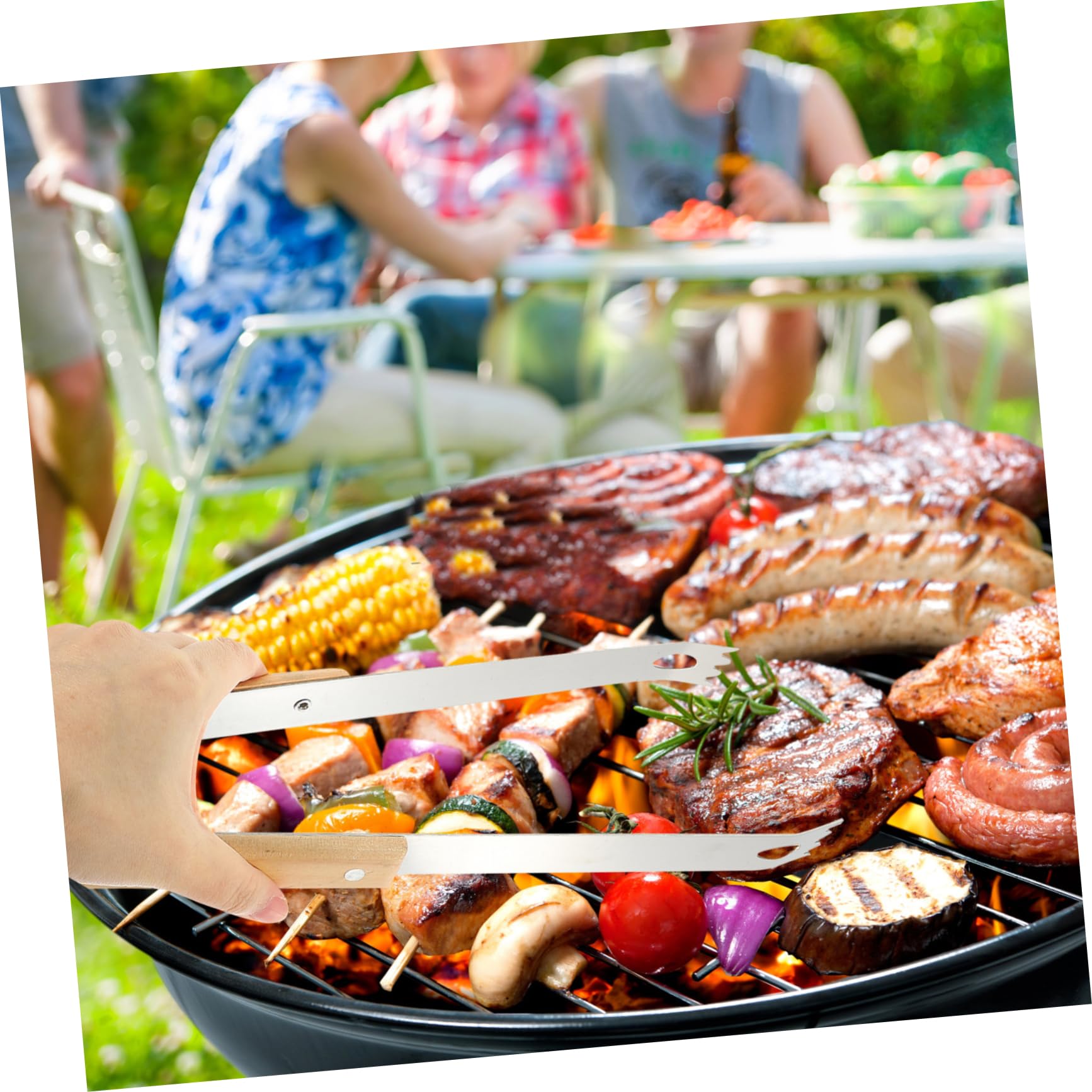 Toyvian Ensemble Ustensiles Cuisine de Camping en Acier Inoxydable 4 Pièces Poignée Antidérapante, Pratique et Portable pour Barbecue Extérieur et Camping