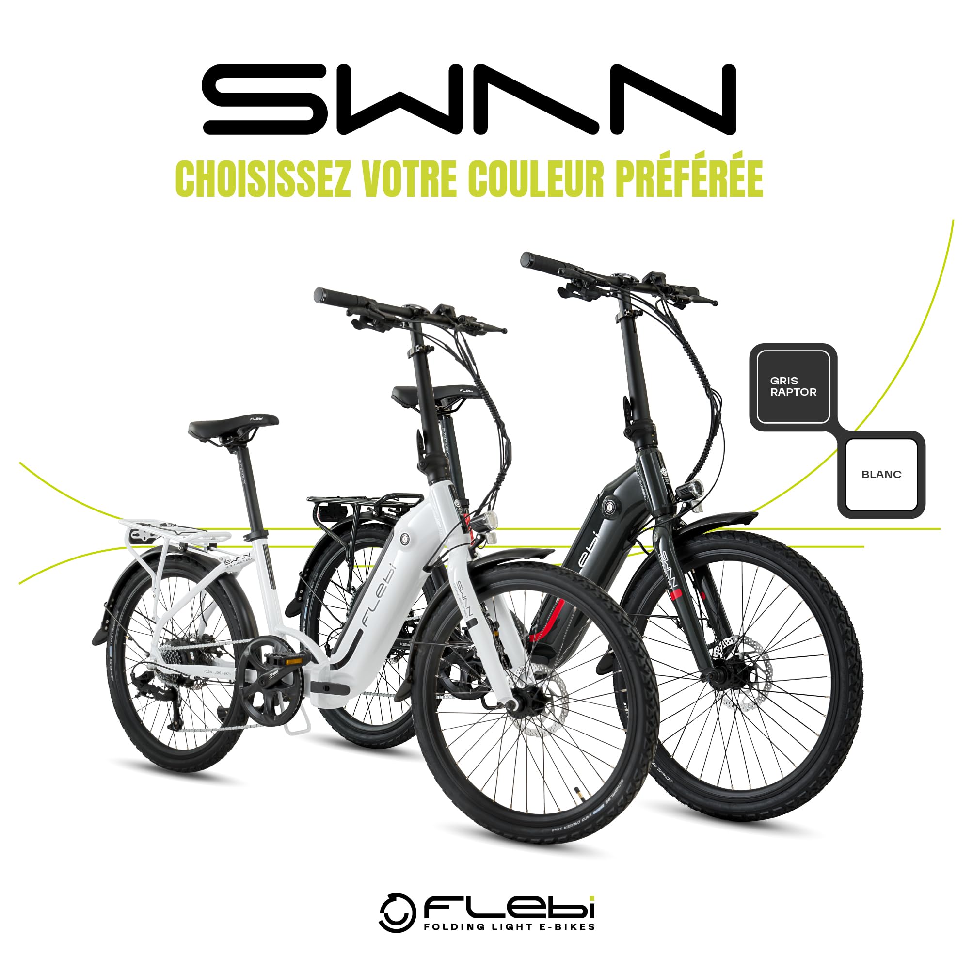 Flebi Swan 24 Vélo Électrique Pliable 24" | Autonomie 70 km | Batterie Amovible 10,4Ah/374Wh | 7 Vitesses | E-Bike Urbain Unisexe Compact et Léger Femme et Homme