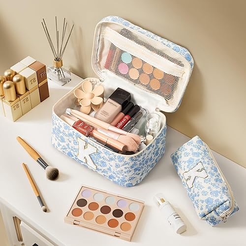 Miniatura 3 de Regalos de cumpleaños para adolescentes y mujeres, bolsa de maquillaje personalizada con inicial, bolsa de cosméticos acolchada, bolsa de maquillaje
