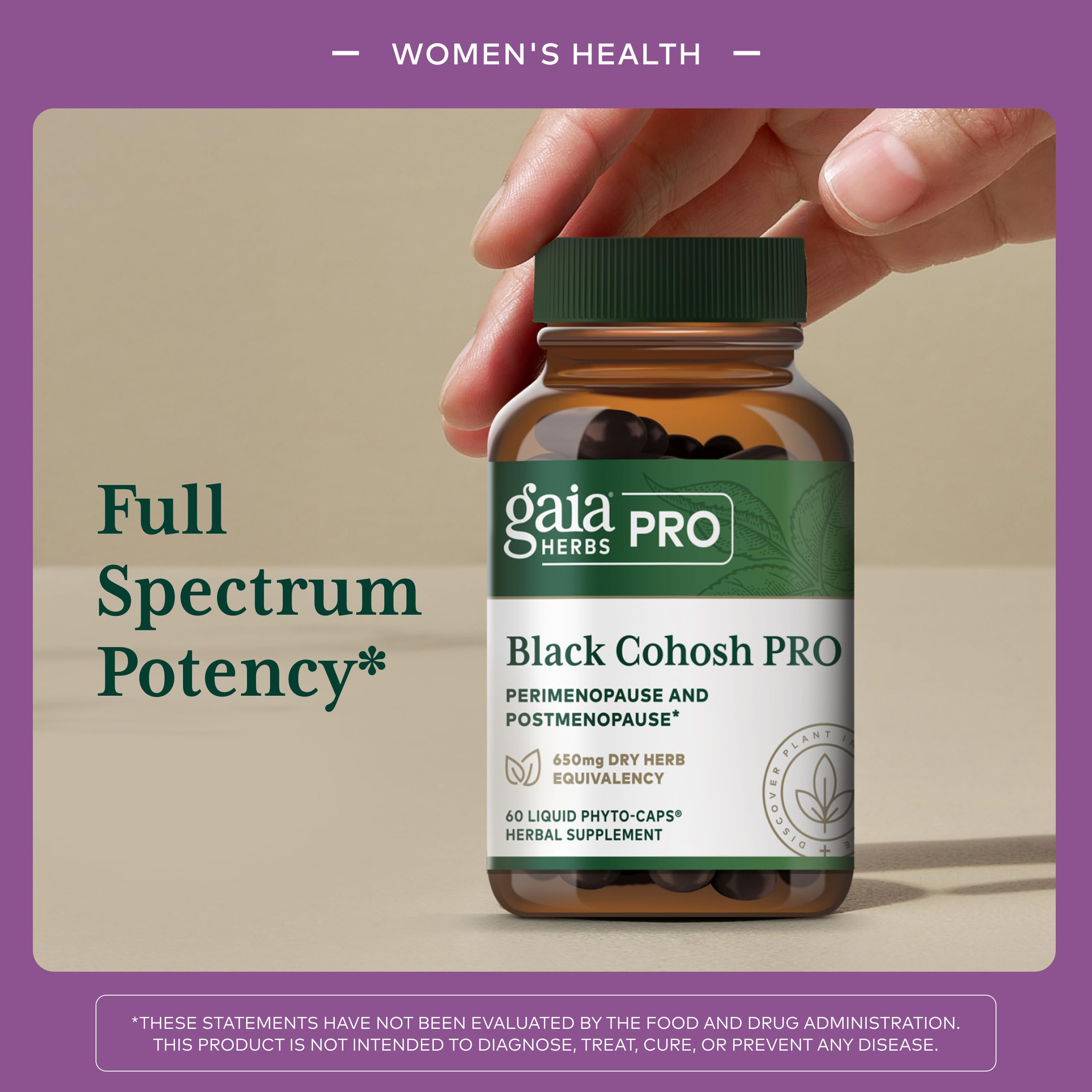 Gaia Herbs PRO Black Cohosh, 60 Vegan Capsules, 60 Servings — Amazon image 3