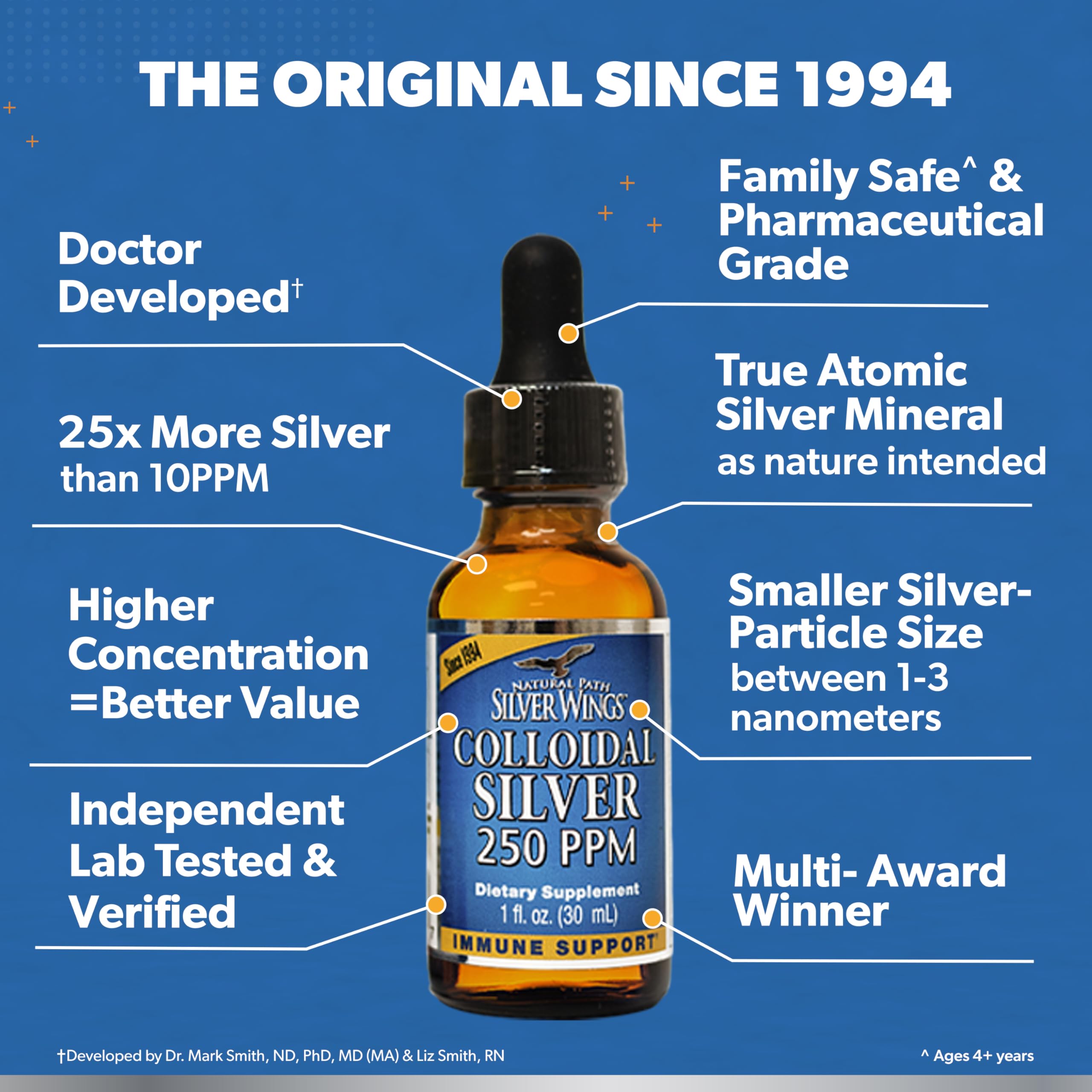 Natural Path Silver Wings Colloidal Silver Liquid - Enhanced Immune Support Supplement - 250ppm (1250mcg) - 1 fl oz Dropper — Amazon image 5