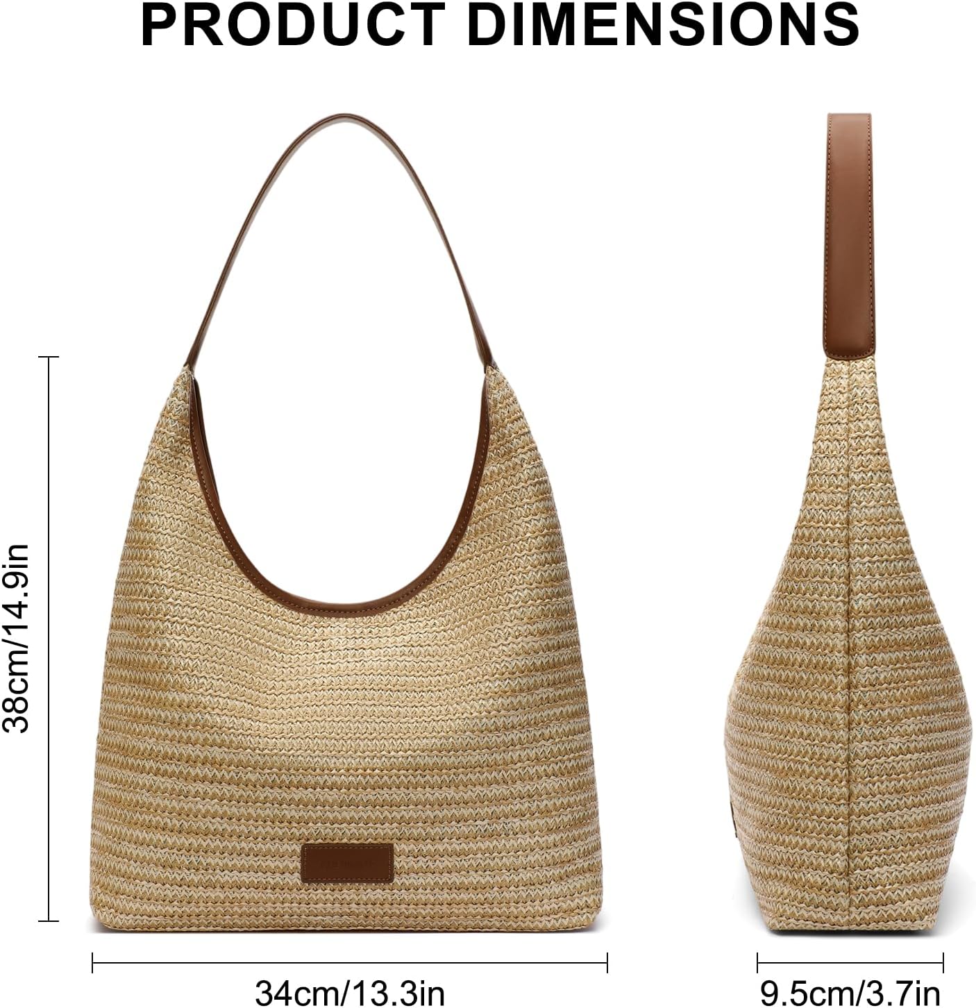 RNIEGA Straw Tote Bag for Women Woven Boho Beach Bags Large Shoulder Handbag for Daily Vacation