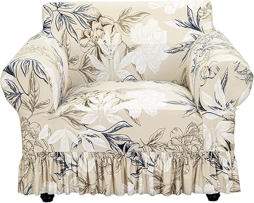 Miniatura 12 de FUANGUI Funda para Sofá de 1 Pieza, Funda Elástica para Sofá Estampada para Sofá de 3 Cojines con Falda Apta para Mascotas, Fundas de Sofá Lavables