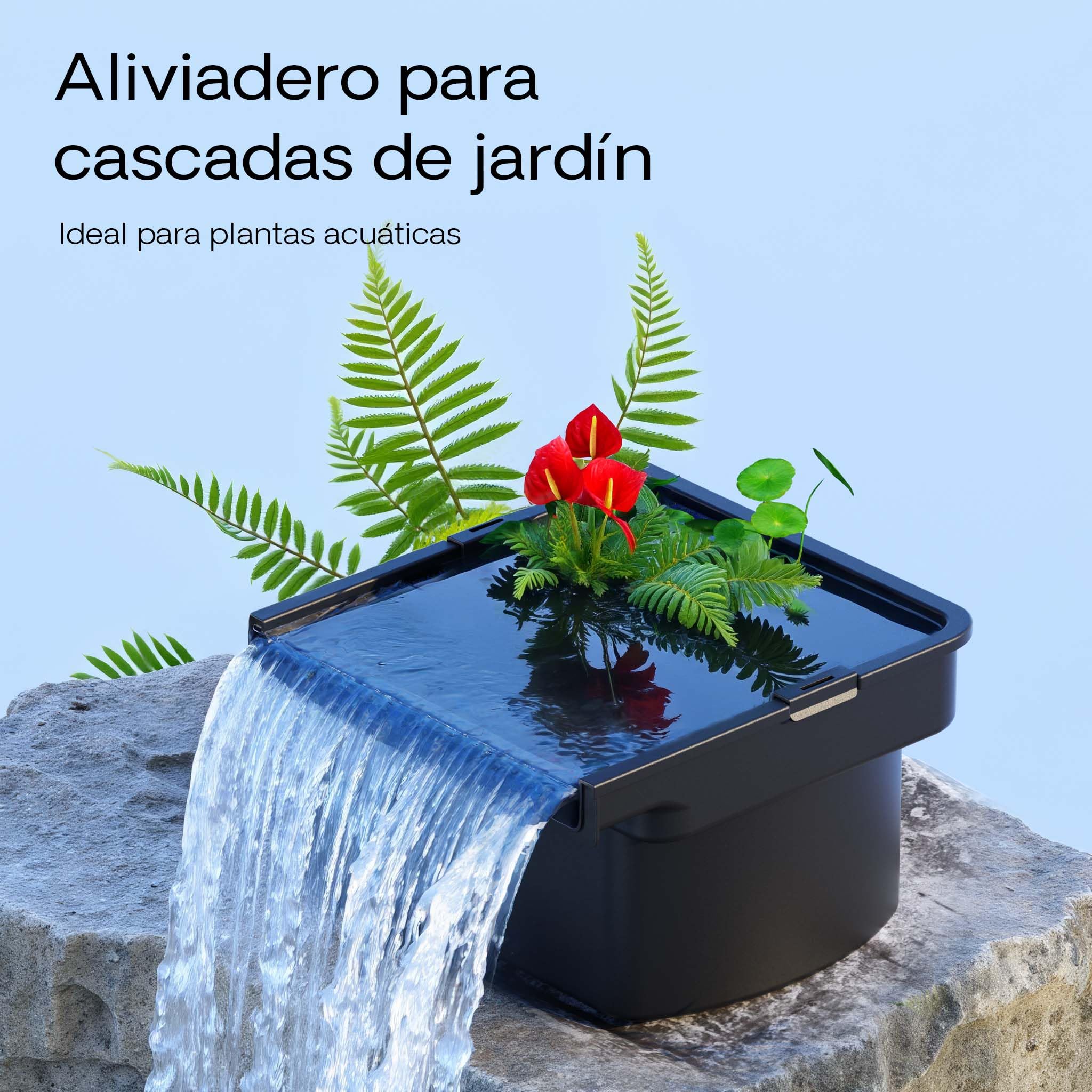 SunSun Filtro de Cascada CWF- 400 14000 l/h con 400 mm de Ancho de Salida, Elemento acuático con Elemento filtrante Integrado para estanques de jardín