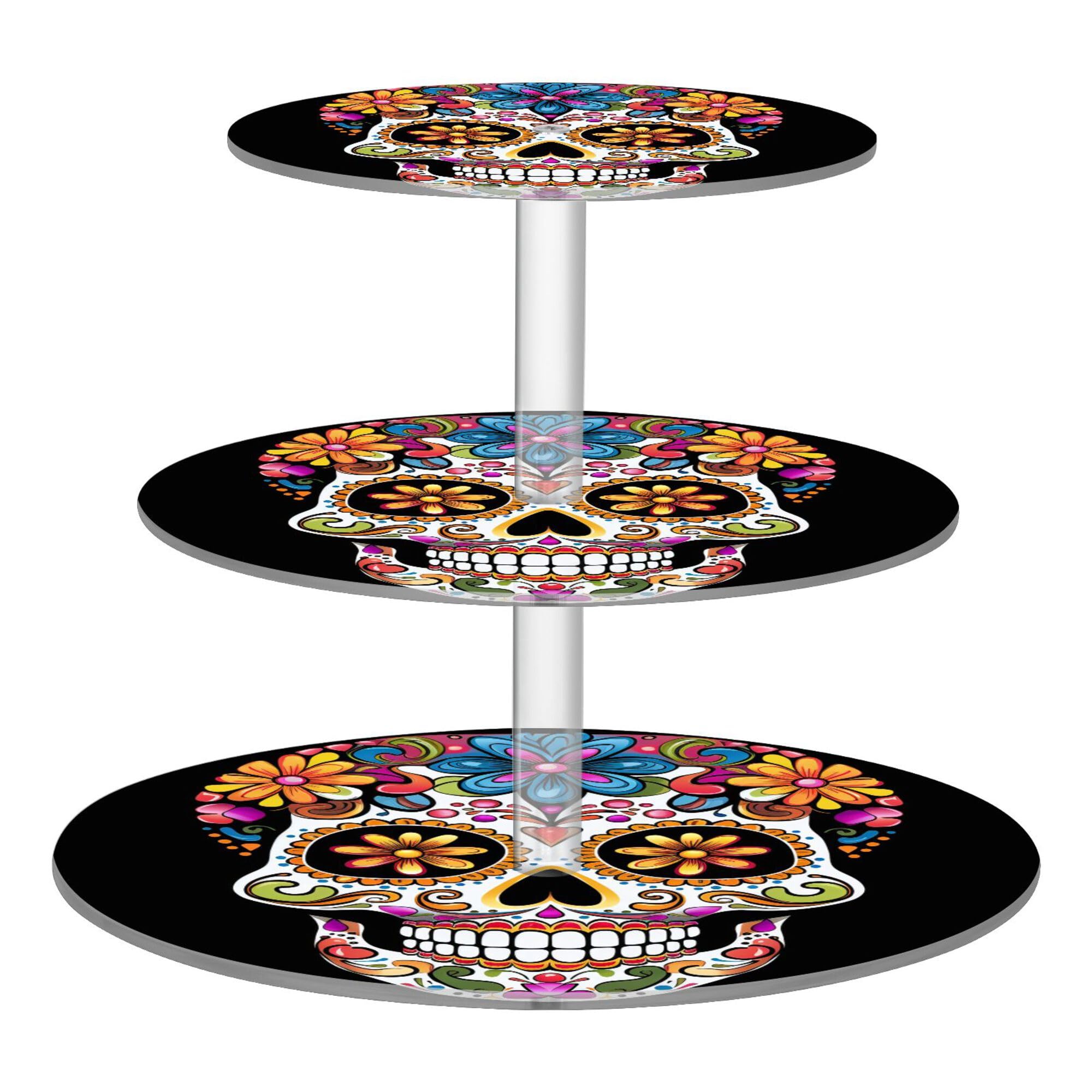 PYBUG Skeleton 3 Tier Acrylic Cupcake Stands Tower,Dessert Table Display Set for Tea Party,Wedding,Birthday, Baby Shower