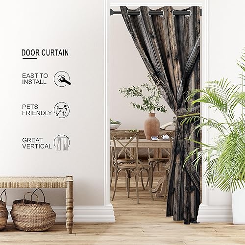 Miniatura 2 de Cortinas opacas de madera para puertas de granero, cortinas opacas de madera rústica para armario de dormitorio de niños, aislamiento térmico,