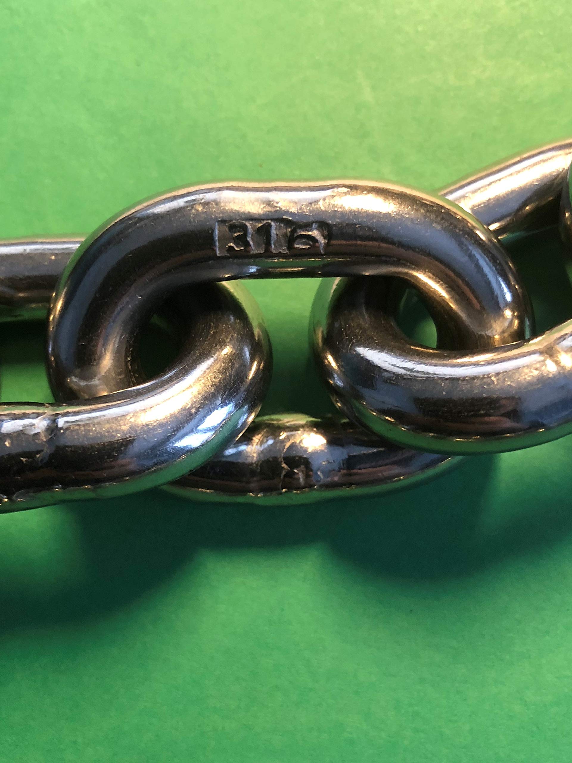US Stainless Edelstahl Windglas 3/8 Zoll G4 Ankerkette 316 3 m lang inkl. 1,27 cm Schleife Schäkel