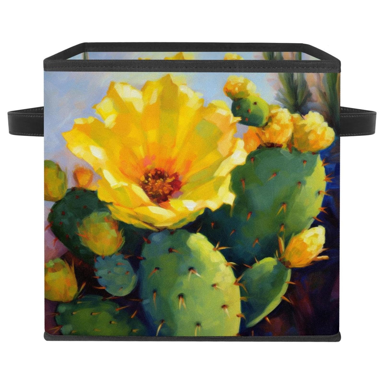 Boîte de rangement jouets et vêtements imprimé cactus pour placard et chambre enfant