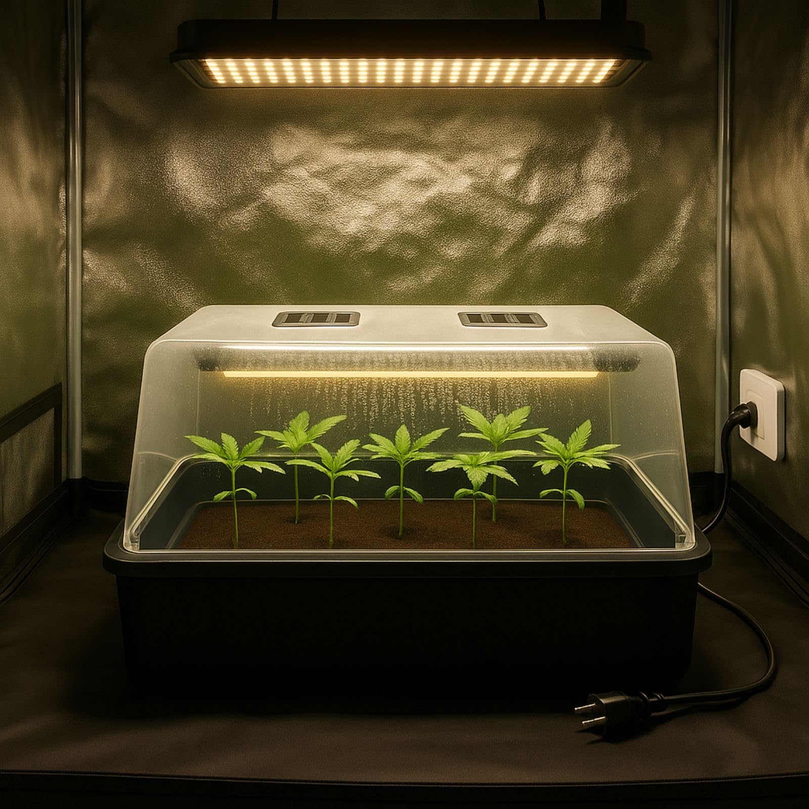 Weedness Nagrzewana Szklarnia 57 x 38 x 22 cm - Mini Komora do Sadzonki Pomidorów na Zewnątrz i w Domu, Akcesoria do Sadzonki, Balkon, Szklarnia do Roślin Ogrodowych.