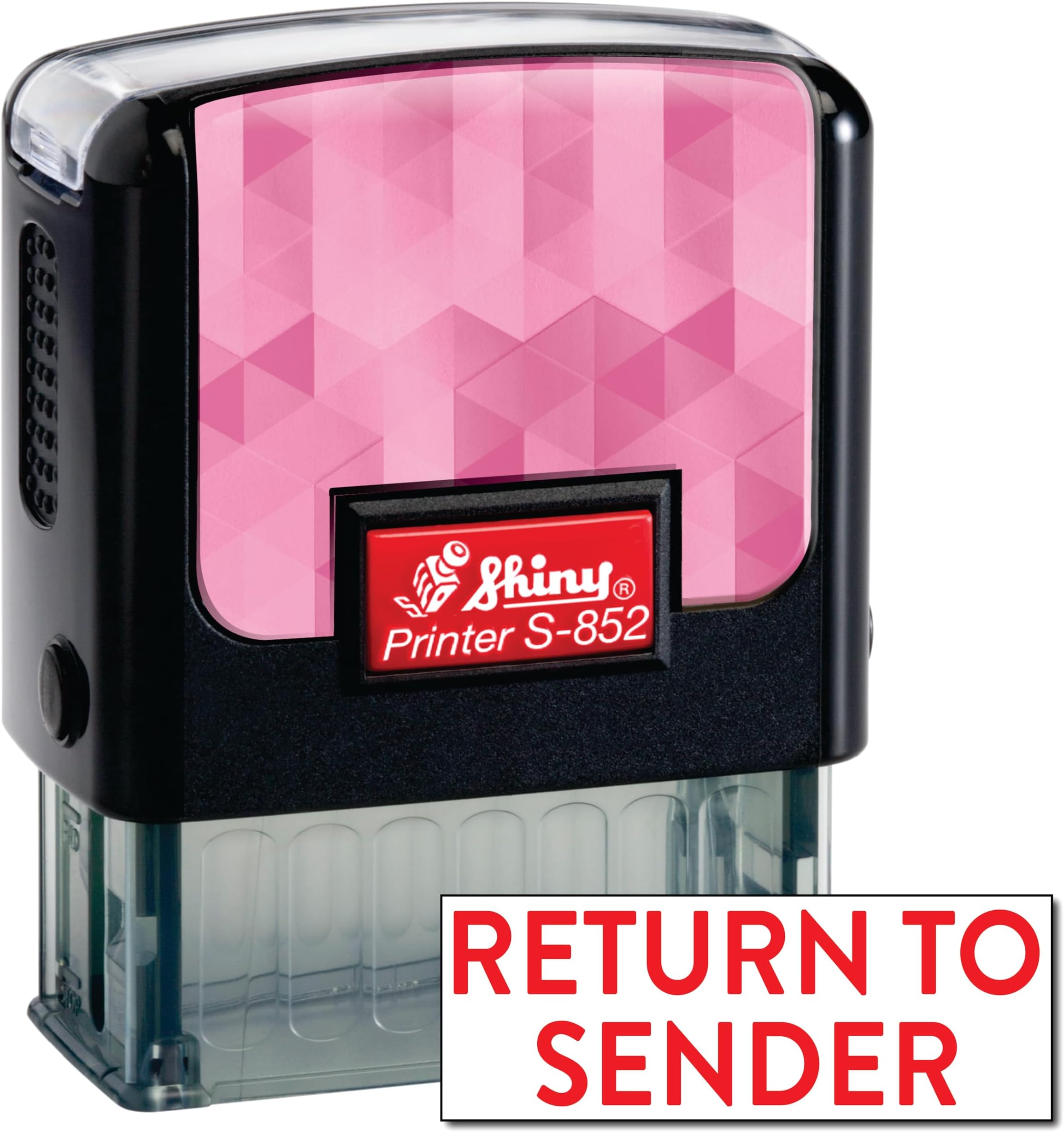 Shiny Returned to Sender Stamp Self Inking Rubber Stamp, 1/2" by 1-1/2" Impression Area, Red Ink, Refillable