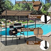 Vista 7 de Tangkula - Cenador de parrilla de 7 pies, toldo para barbacoa de patio con estante de servicio y ganchos de almacenamiento, refugio curvo