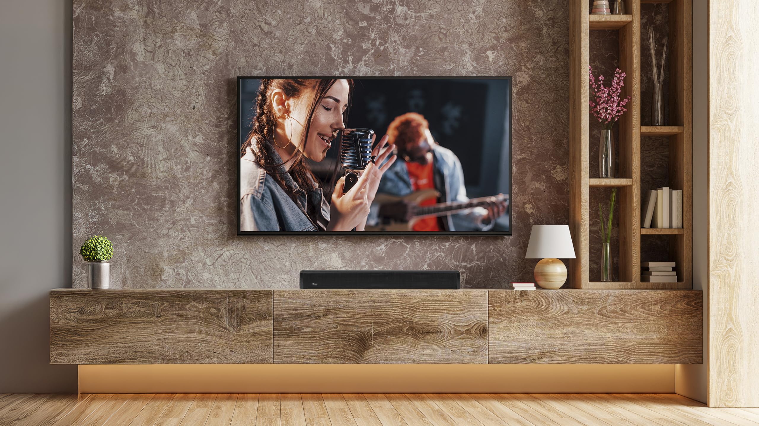 Soundbar TELE System TS5430W SONIC 30W Bluetooth 5.0, 12V con HDMI ARC, AUX, USB, para TV y caravana - Sonido potente,diseño compacto,cable de coche incluido, reproductor multimedia, mando a distancia