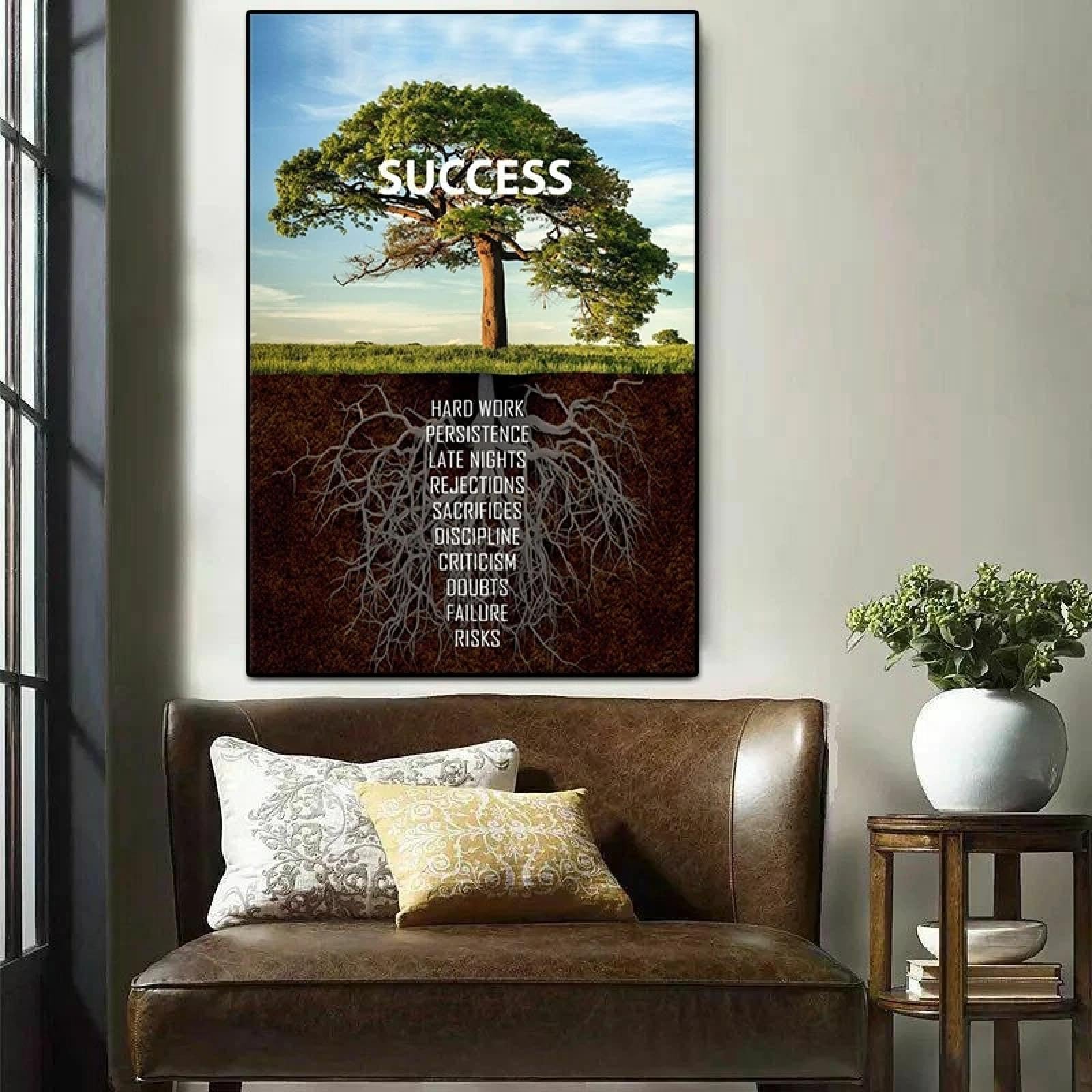 LZJAGXX Pósteres con citas motivacionales de árboles grandes, arte de pared, pintura en lienzo, imagen inspiradora impresa para decoración de sala de estar y oficina, 70 x 100 cm, sin marco