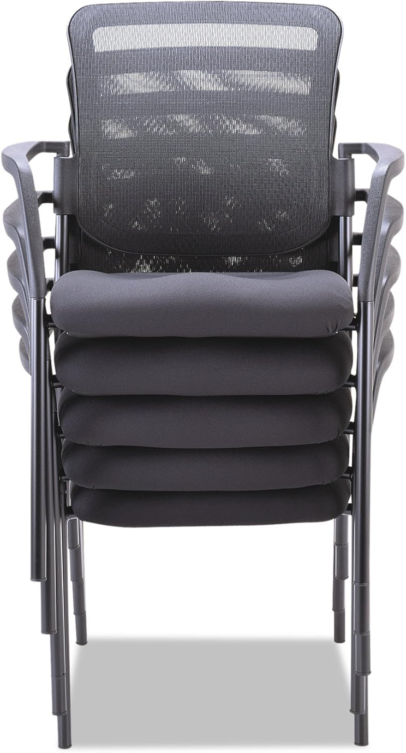 Alera ALE Mesh Guest Stacking Chair, Black: Furniture & Decor