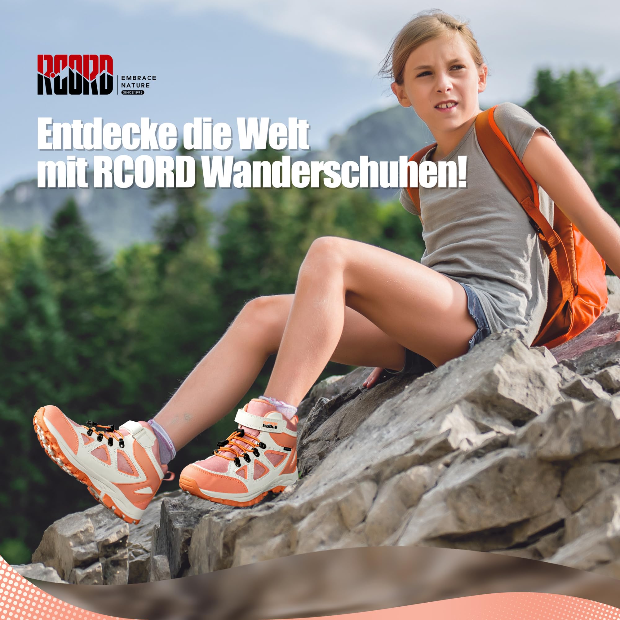 R CORD Wanderschuhe Kinder Wasserdicht Wanderschuhe Mädchen Trekkingschuhe Kinder Wasserdicht Outdoor Sneaker