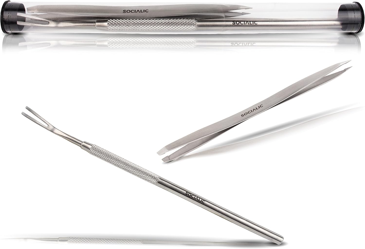 Socialic® Tick Pliers + Double Tick Tweezers Set stainless steel Tick