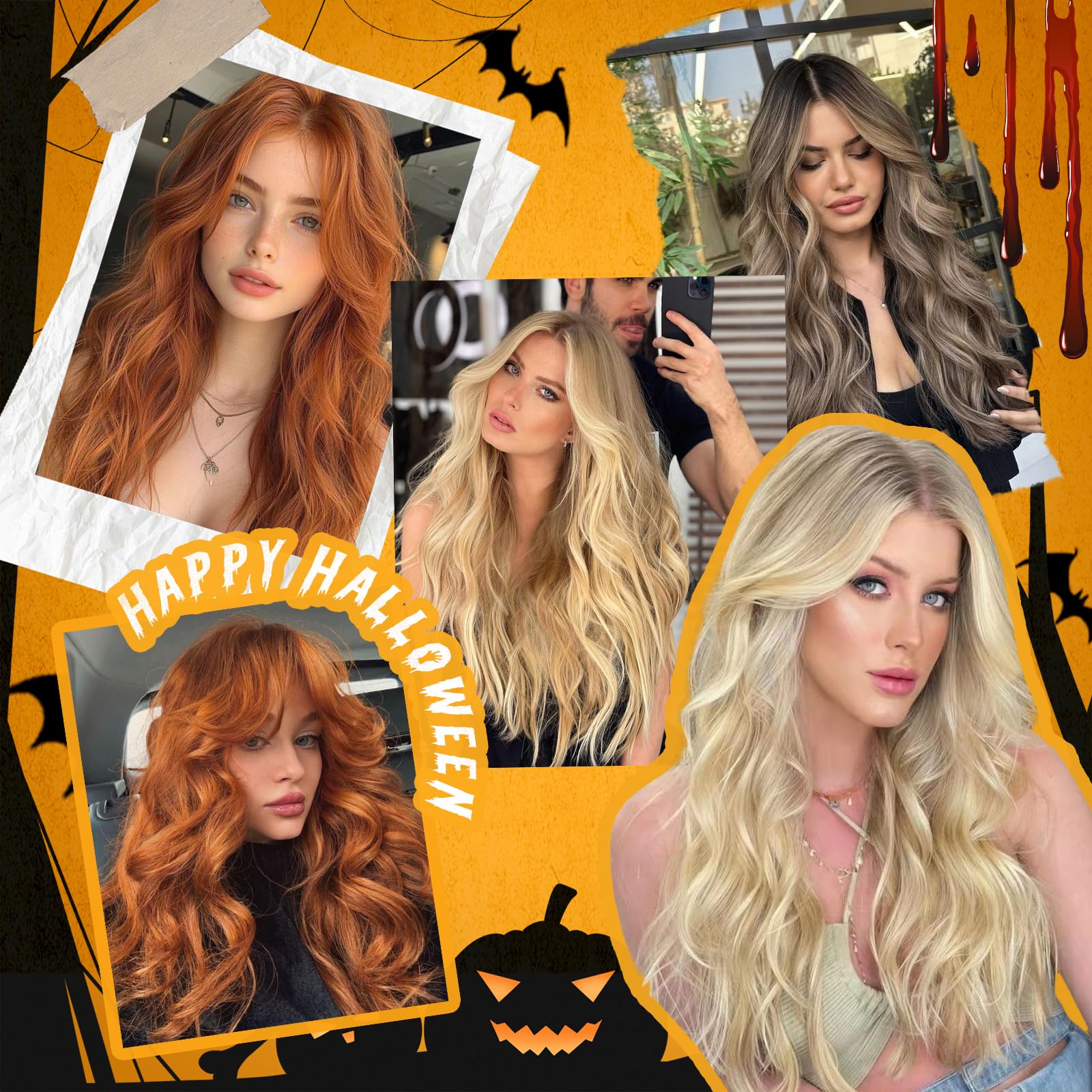 HAIRCUBE Parrucca da Donna, Parrucca Lunga Riccia con Frangia, Parrucche per Donne in Castano, Capelli Sintetici Naturali, 22 Pollici, Adatta per Halloween/Feste/Usura Quotidiana(Castano)