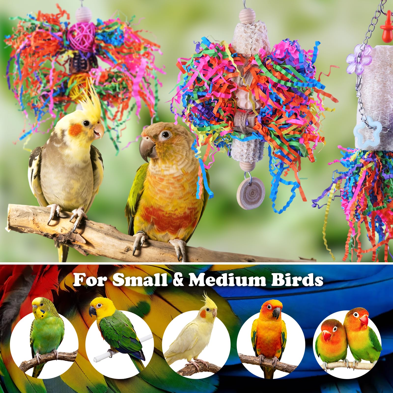Bird Toys, Parakeet Foraging Toy, Hanging Chewing Toy, Bird Cage Accessories – Suitable for Cockatiels, Budgies, Lovebirds, Conures and Other Small Parrots - image 5