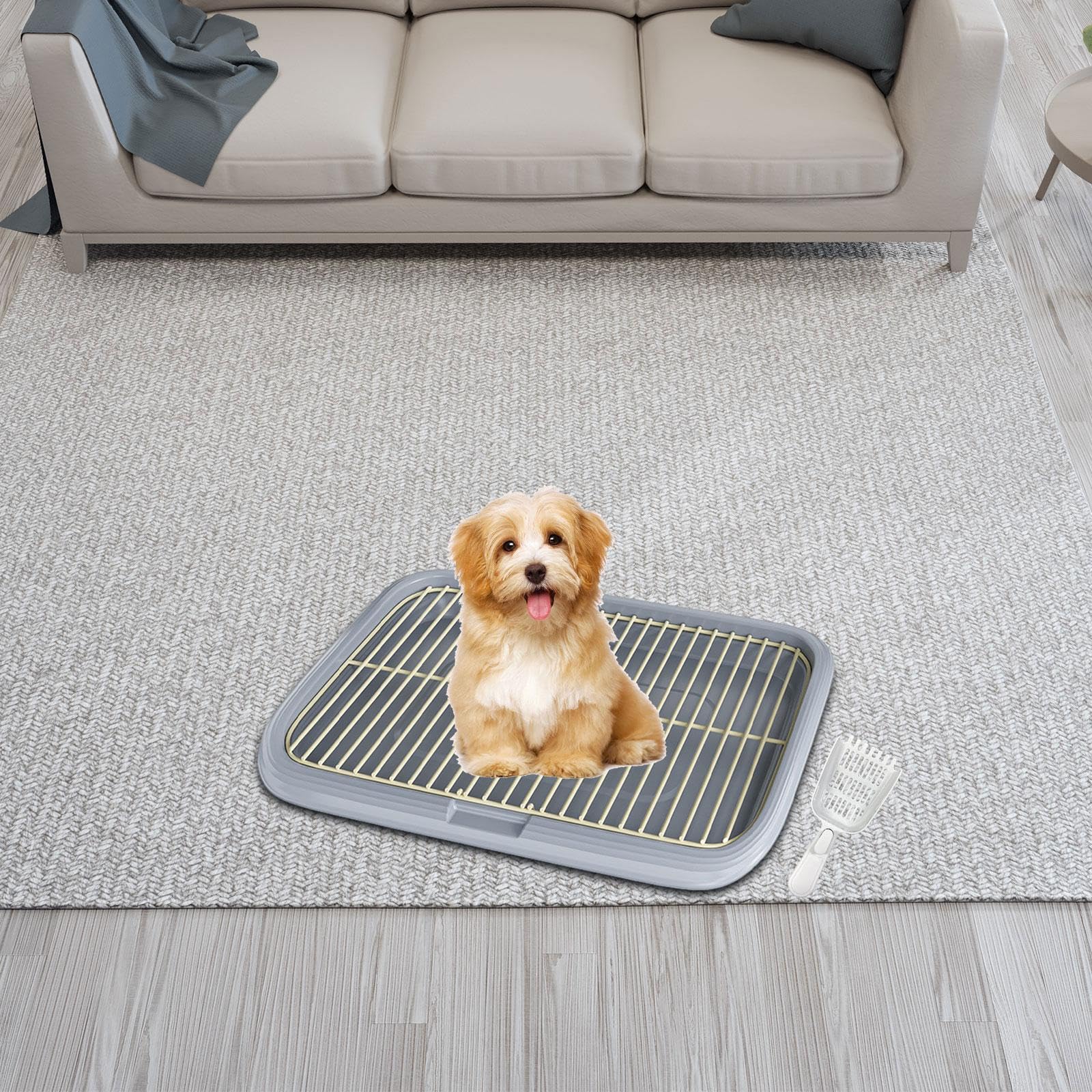 Entrenamiento para Perros con Bandeja para el baño innovadora Que Mantiene el Espacio Interior y Exterior Fresco Mientras los Perros están, Gris, SG