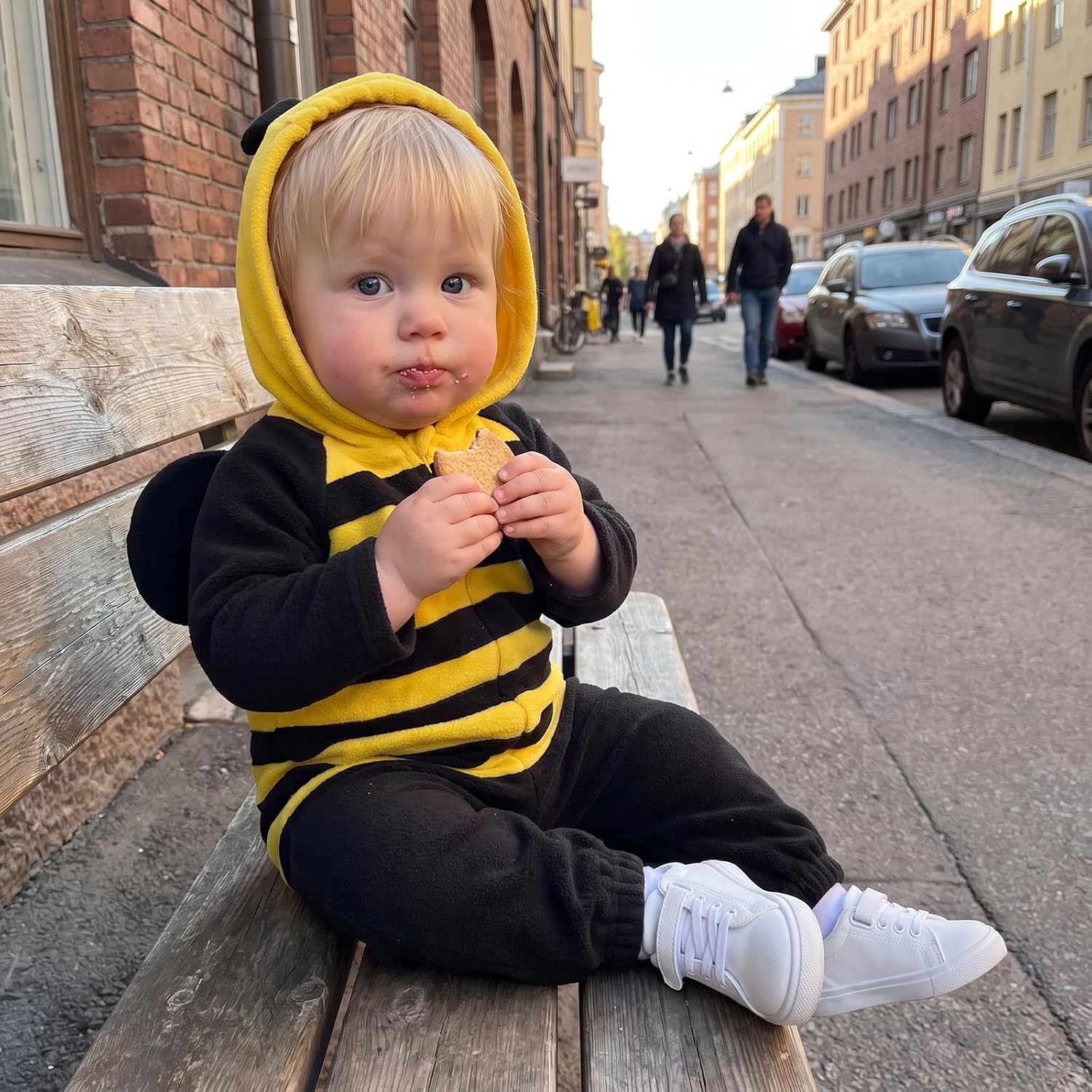 Toddler Baby Bee Costume Long Sleeve Hooded Romper Halloween Outfit