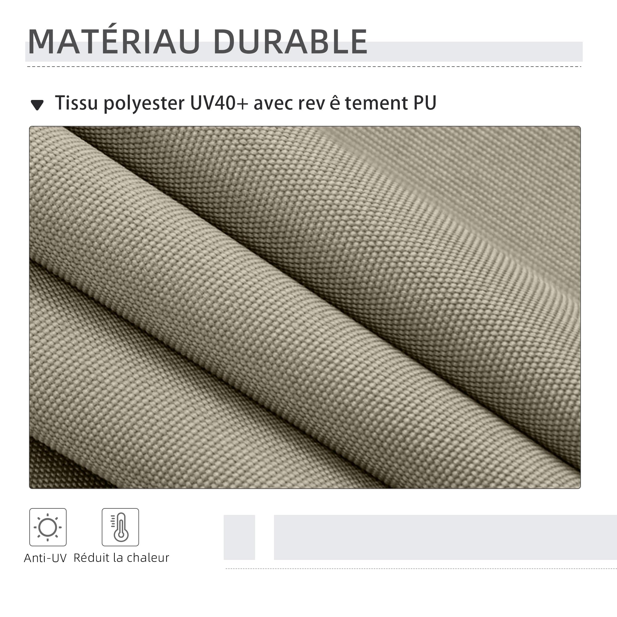 Outsunny Store Vertical avec Manivelle sans Perçage 200 x 305 cm Sable