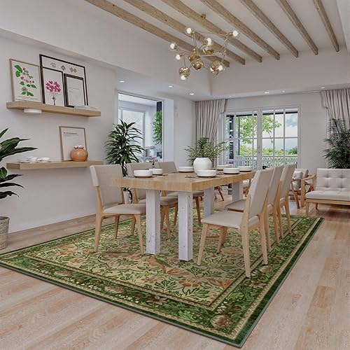 Miniatura 7 de Alfombra vintage floral de 5 x 7 pies, suave, lavable, estilo bohemio, para sala de estar, de pelo bajo, antideslizante, con diseño de pájaros y